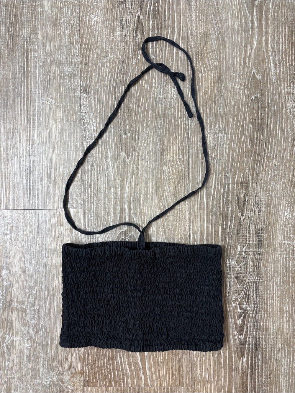 Faithful The Brand Black Smocked Strap Bandeau Top